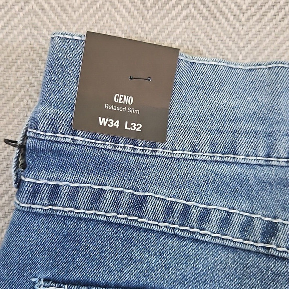 True Religion Geno Men's Size 34x32 Relaxed Slim Big Flap Medium Fresh Wash - Picture 12 of 16